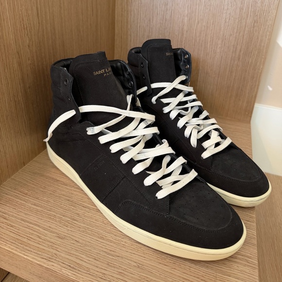 Saint Laurent Signature Court Classic SL/10H High Top Sneaker - Black Suede